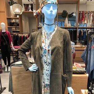 Johnny Was Antonio Embroidered Suede Duster Coat NWT